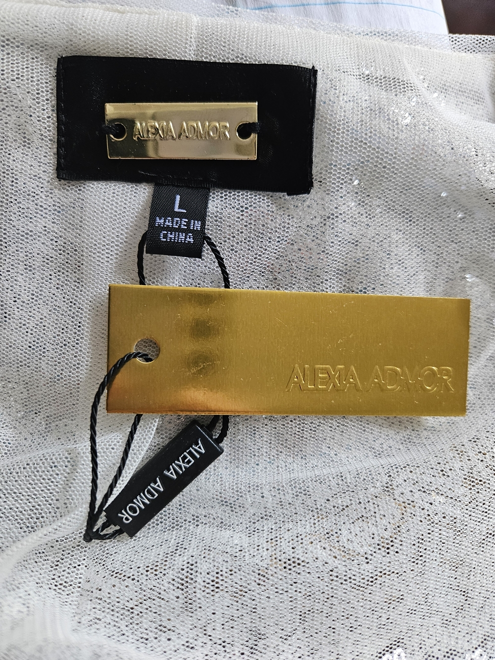 Alexia Admor Silver and Gold Sequin Duster Cardigan size Large - Picture 9 of 12